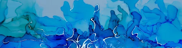 Painting Alcohol Ink Alcoholic Paints Decor Interior Beautiful Bright Blue — Stock Photo, Image