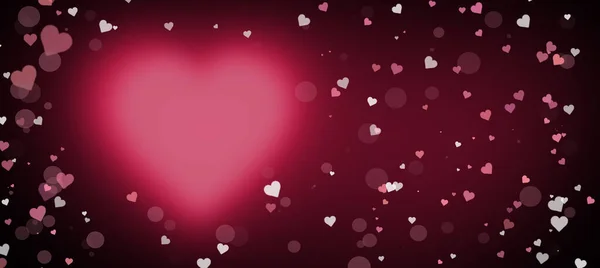 Fundo Para Decoração Dia Dos Namorados Coração Vermelho Brilhante Bokeh — Fotografia de Stock