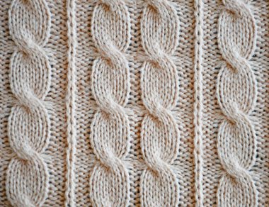 Tasarım için arka plan. Örgü kumaşın dokusunu. Örgüler yün ipliklerle örülür. İç mekanın bir elementi. Sıcak battaniye.