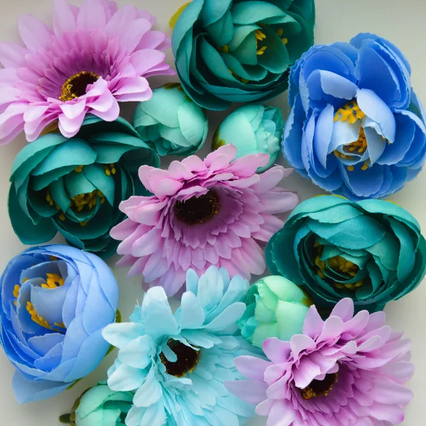 beautiful artificial flowers. a gentle background for decoration for the spring holidays. decorative bouquet.