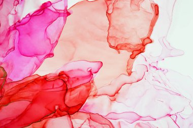 Resim pembe-kırmızı alkolik mürekkebi. Soyutlama. Dekoratif bir element. İç dekorasyon.