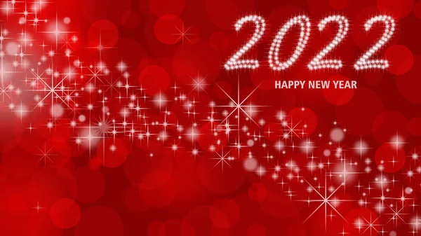 Godt Nytår 2022 Baggrund Dekorere Vinterferie Røde Bokeh Hvide Højdepunkter - Stock-foto
