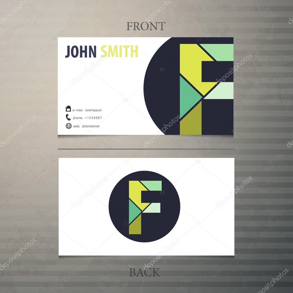 Business card template, letter F