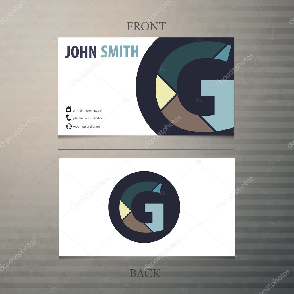 Business card template, letter G