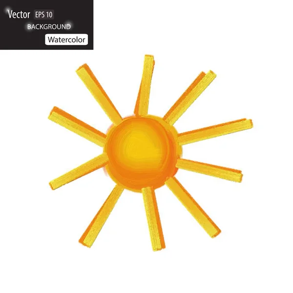 Vector illustration of watercolor sun — Stock Vector