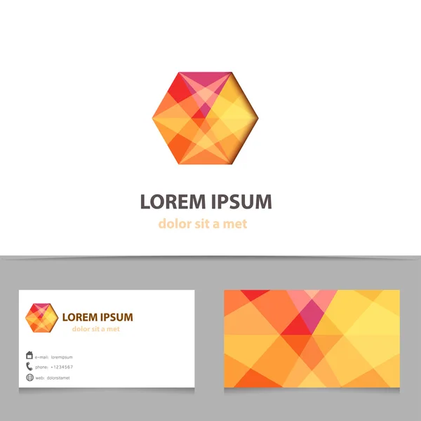 Abstract vector logo design template with business card — Stock Vector