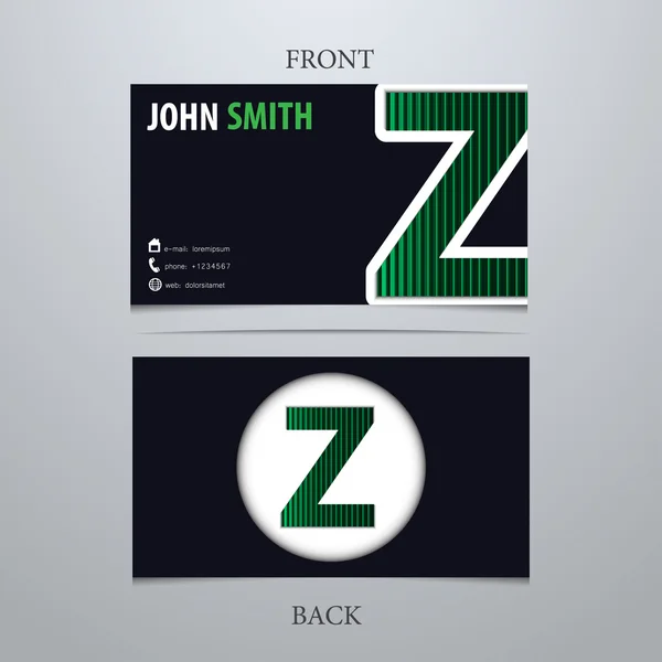 Business card template, letter Z — Stock Vector