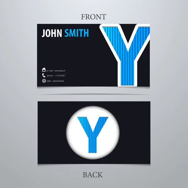 Business card template, letter Y — Stock Vector