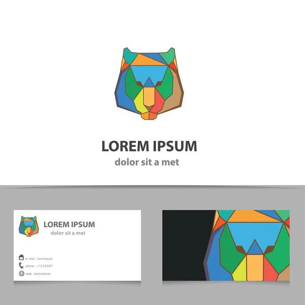 Modèle de logo de tigre vectoriel abstrait avec carte de visite — Image vectorielle