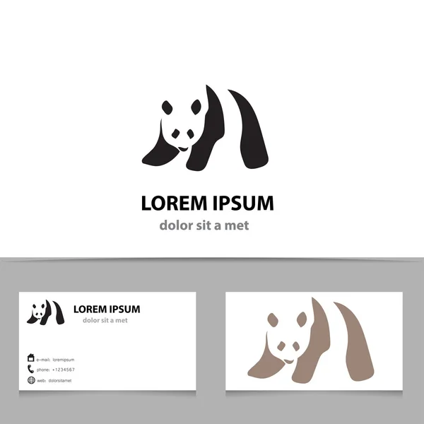 Modèle de conception de logo panda vectoriel abstrait avec carte de visite — Image vectorielle