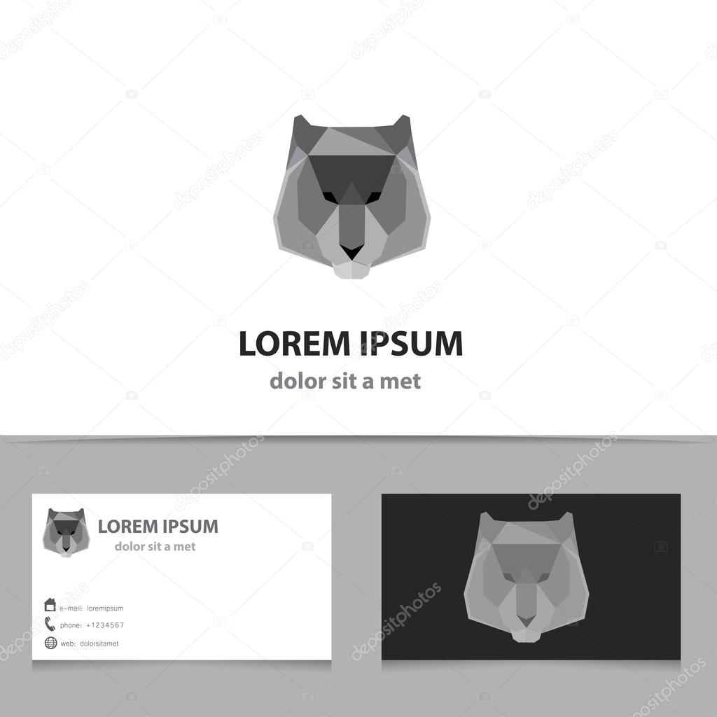 Abstract vector tiger logo lotemplate with business card