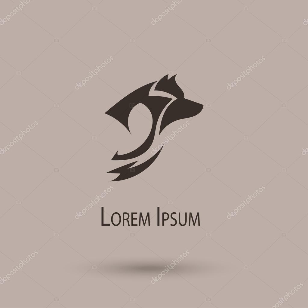 Silhouette of a wolf head. Vector stylized logo