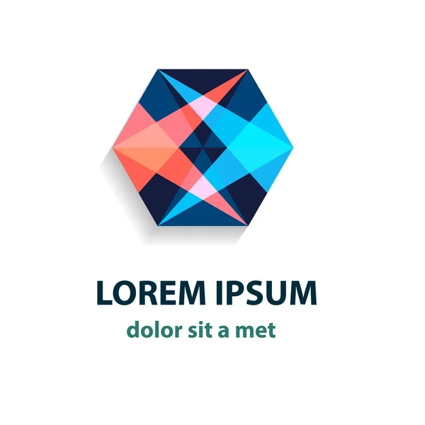 Logo astratto in cristallo vettoriale. Design poligonale moderno — Vettoriale Stock