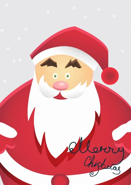 Cartoon Santa Claus with Merry Christmas Label for Holiday.Vector Illustration A4 Size — Stock Vector