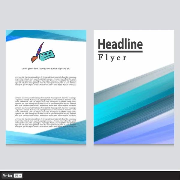 Creatieve vector blauwe acryl flyer. Kunst concept zakelijke brochure met pictogrammen en tekst. — Stockvector