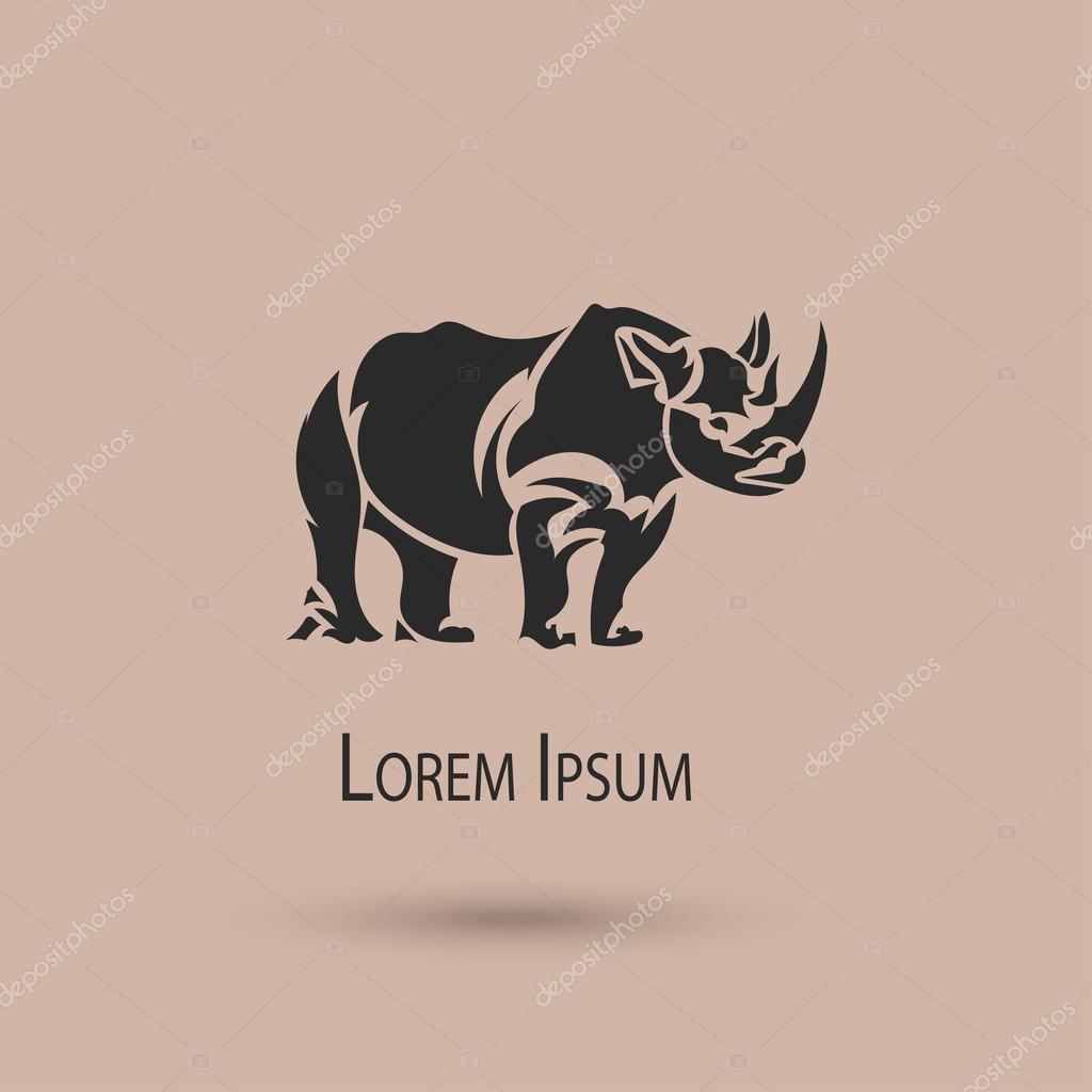 Vector silhouette rhinoceros. Creative idea icon animal with background.
