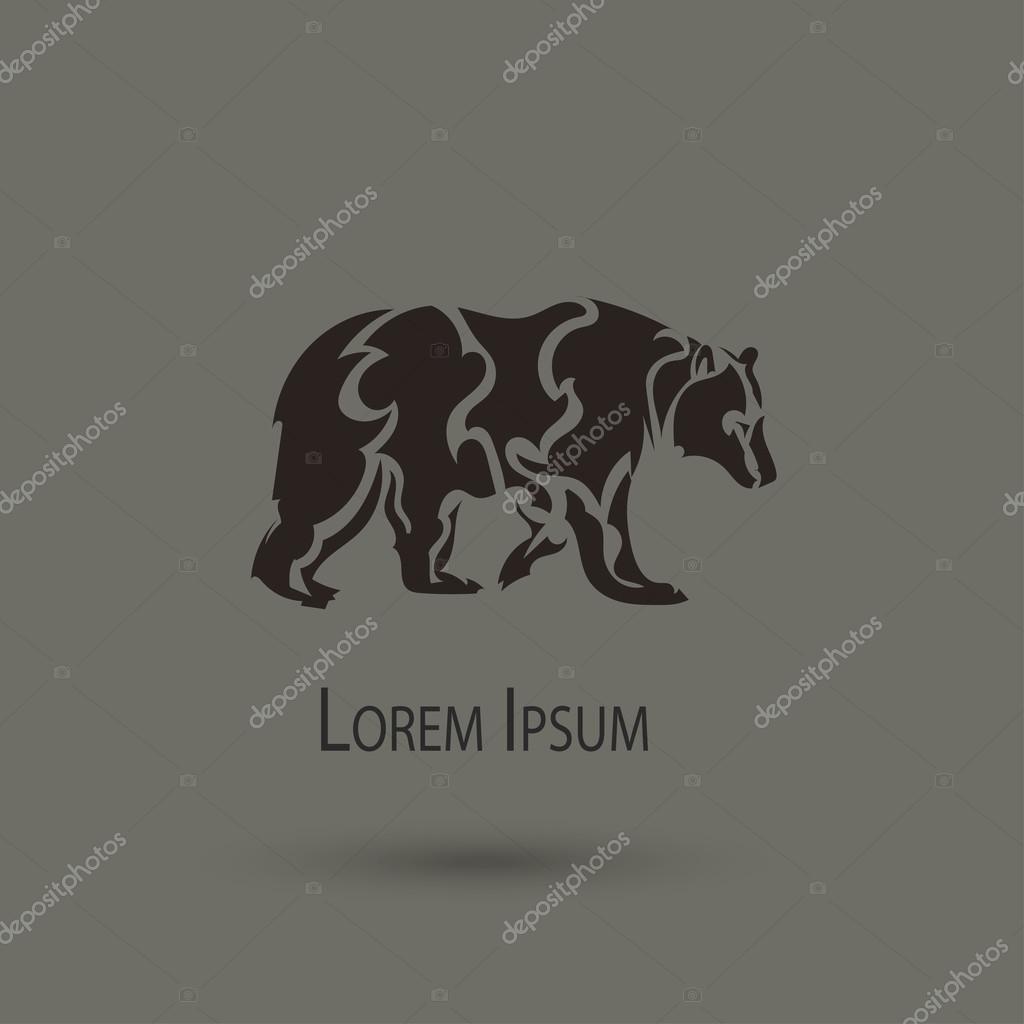 Artistic vector silhouette of a bear. Creative idea of a wild animal icons.