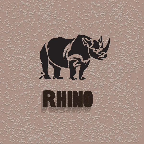 Silueta vectorial rinoceronte. Animal estilizado con fondo . — Vector de stock
