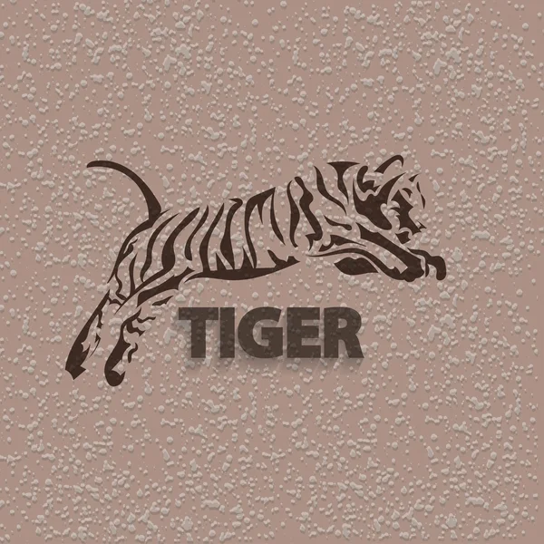 Tigre de silhueta vetorial. Animal estilizado com fundo grungy e texto . —  Vetores de Stock