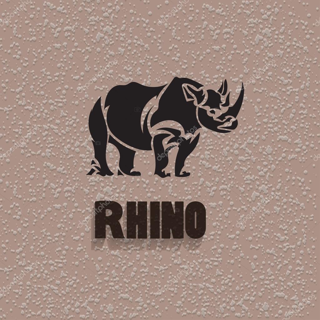 Vector silhouette rhinoceros. Stylized animal with background.