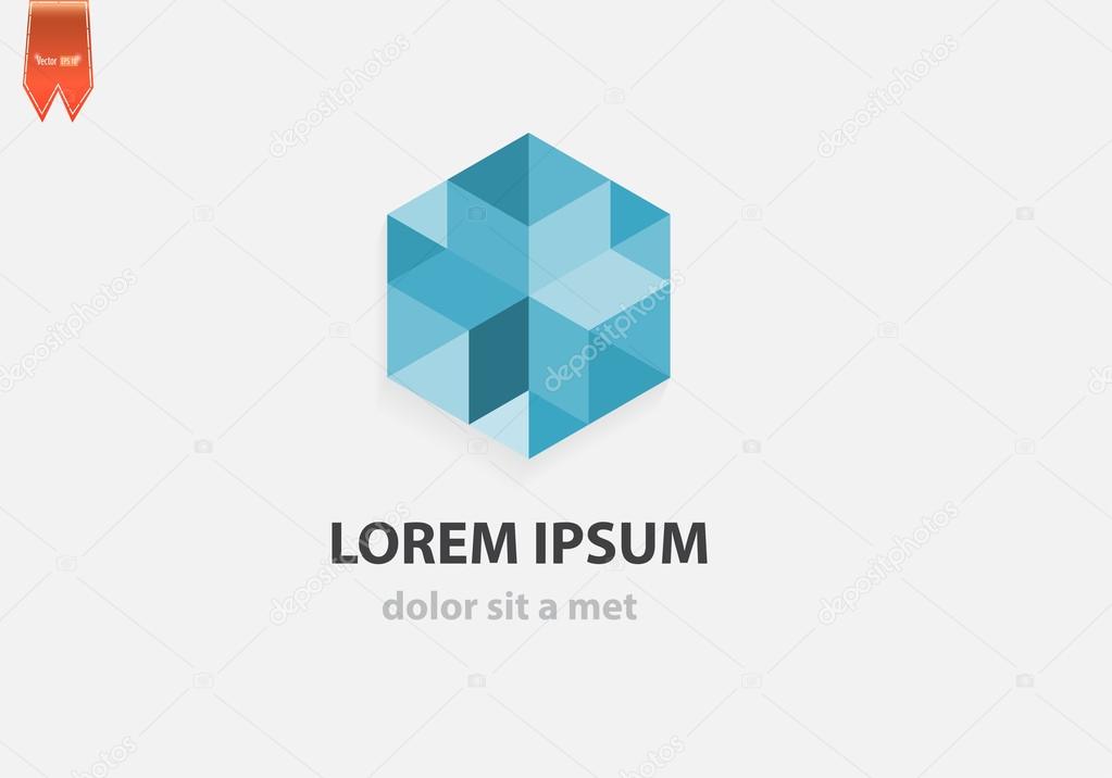 Abstract geometric crystal icon for business. Vector creative idea with polygonal shape.