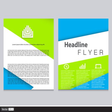 Soyut üçgen broşür ve ilan tasarım vektör şablonu A4 boyutunda. Yaratıcı Eko kavramı.