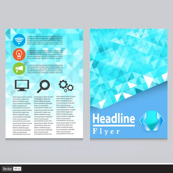 抽象的な三角形チラシ デザインのベクトルは、A4 サイズのテンプレートです。創造的な幾何学的な概念. — ストックベクタ