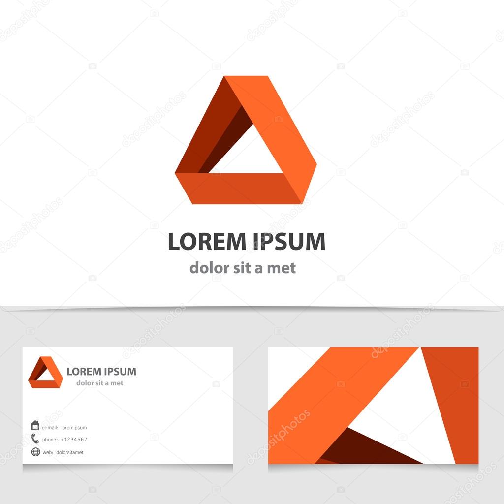 Vector creative icon for company with business card template. The unusual idea with triangle and ribbons.