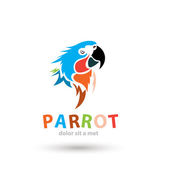 Stylizované umělecké papoušek ikona. Kreativní design barevné obrazce. Vektorové siluetu pták. 