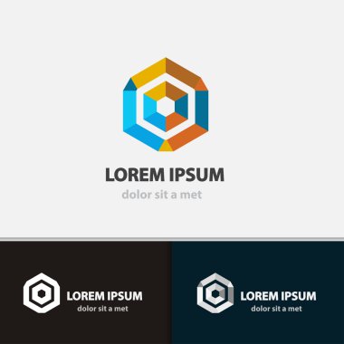 Yaratıcı altıgen simgesi. Şirketiniz için modern tasarım. Geometrik şekil çizgileri ile. Vektör çizim.