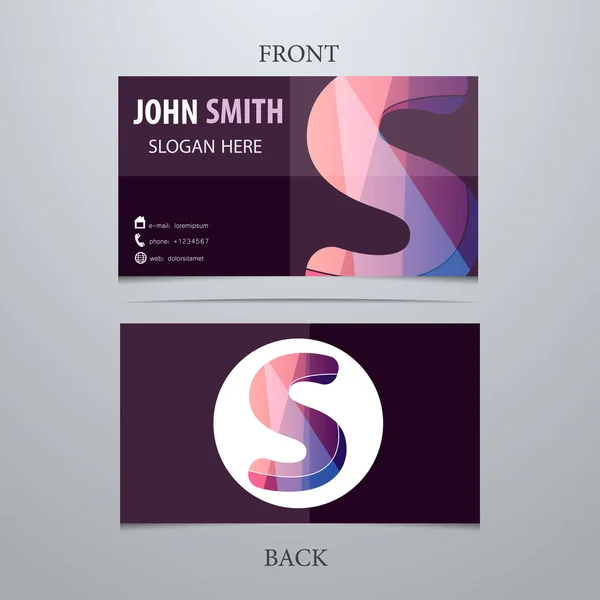 Vector creative business card template, letter S. Trendy business elements. — Stock Vector