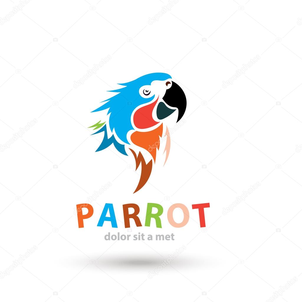 Stylized artistic parrot icon. Creative colorful design shape. Vector silhouette bird.