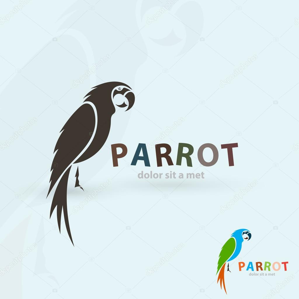 Artistic stylized parrot icon. Silhouette birds. Creative art design. Vector illustration.