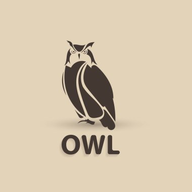 Vektör stilize baykuş. Sanatsal yaratıcı tasarım. Siluet kuş logo simge.