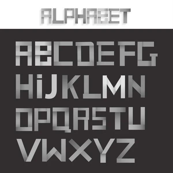 Metallic grey ribbon alphabet set. Creative concept. Vector illustration. — Stock Vector