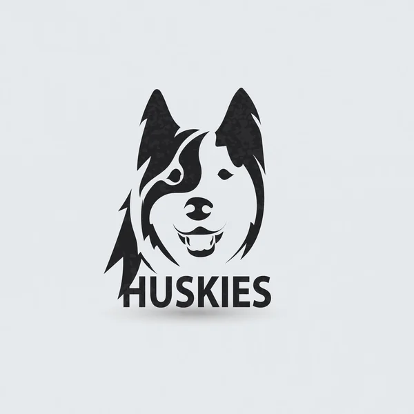 Gestileerde silhouet gezicht huskies. Artistieke creatieve logo ontwerp. Vectorillustratie — Stockvector