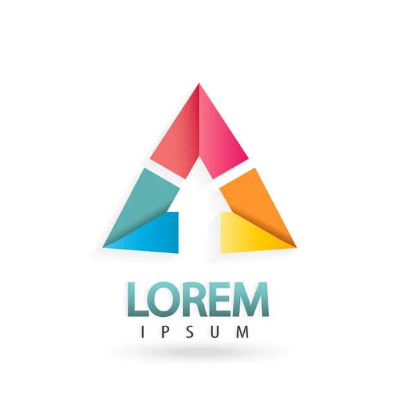 Colorful triangle logo design. Trendy business concept. Logotype for your company. Vector icon with arrow. — Stock Vector