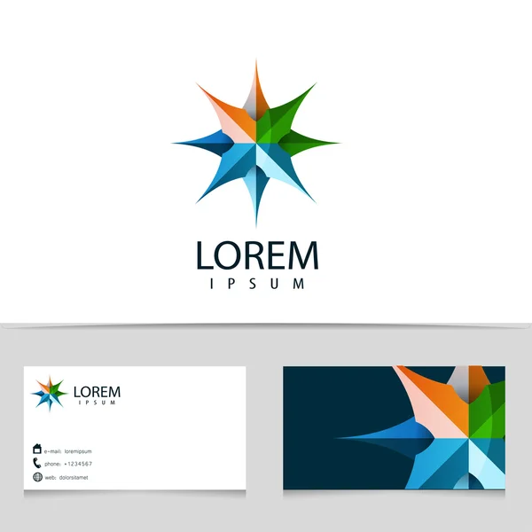 Diseño abstracto del logotipo de la estrella 3d. Logotipo colorido con plantilla de tarjeta de visita. Icono creativo vectorial . — Vector de stock