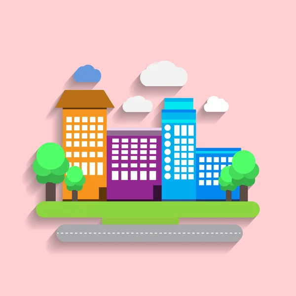 Artistic urban landscape. Art city colorful concept. Trendy flat design. Vector illustration. — Stock Vector