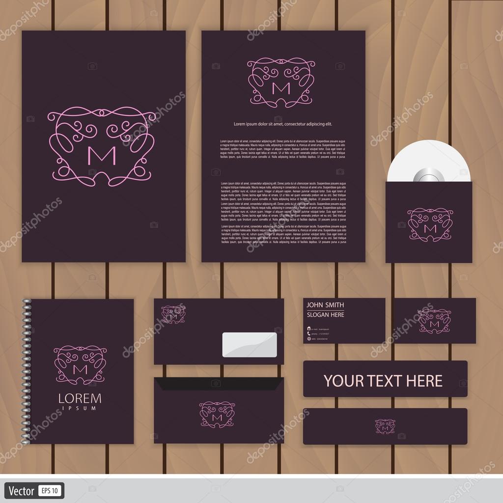 Creative monogram corporate identity, letter m. Trendy business concept with logo design template. Vector illustration.