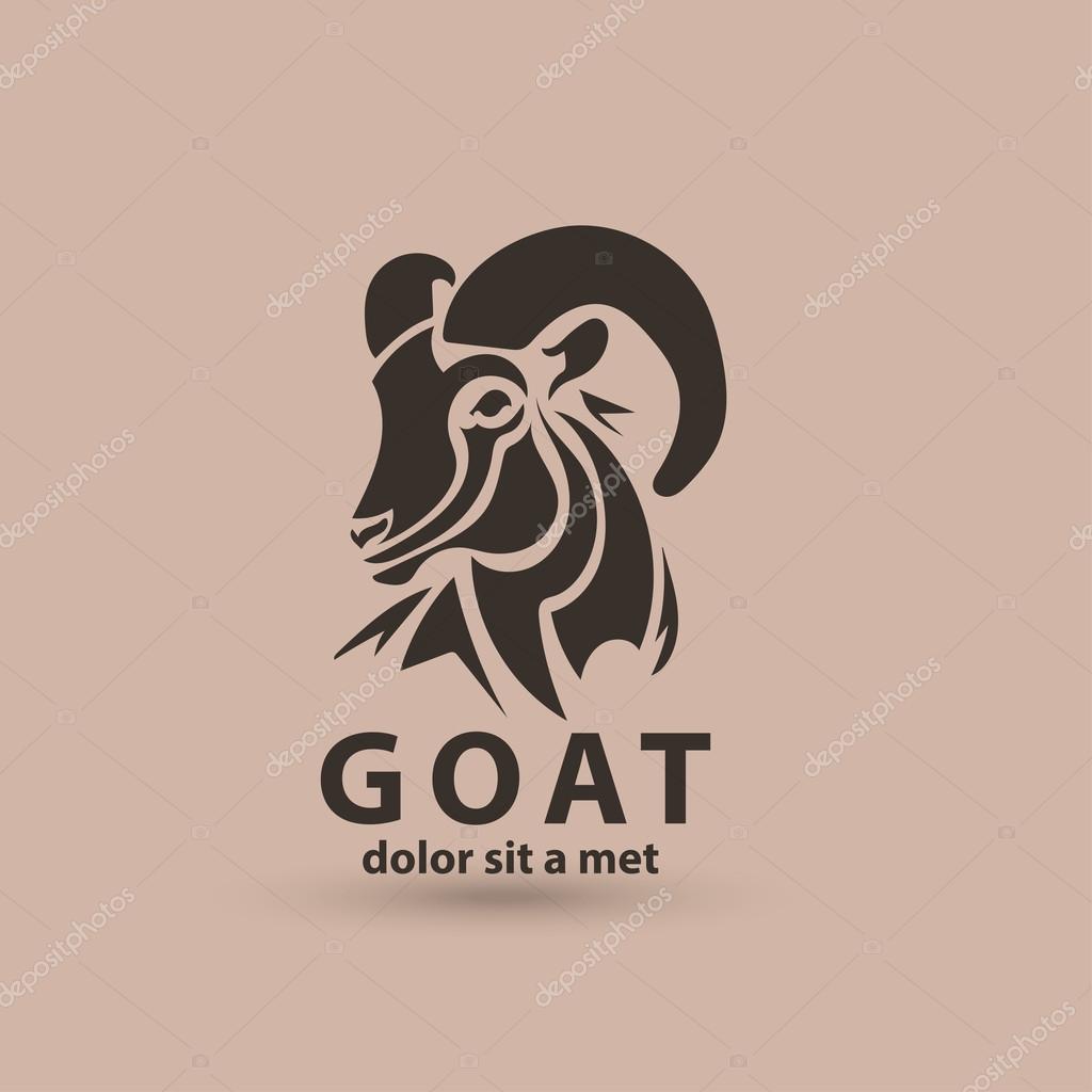 Stylized silhouette face goat. Vector wild animal logo icon template. Artistic creative design.