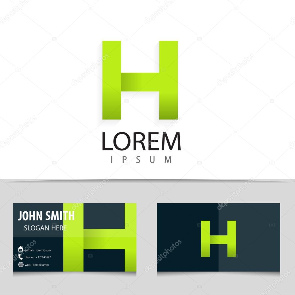 Vector logo design, letter H, business card template.