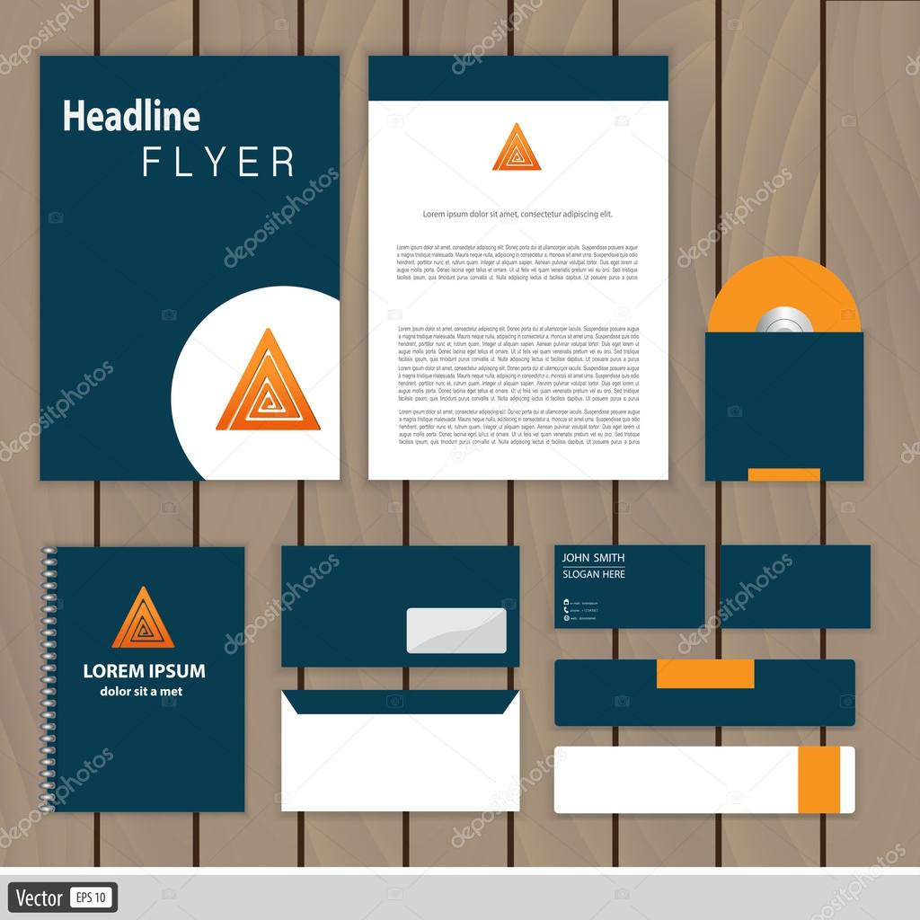 Creative blue corporate identity. Trendy business concept with logo design template. Vector illustration.