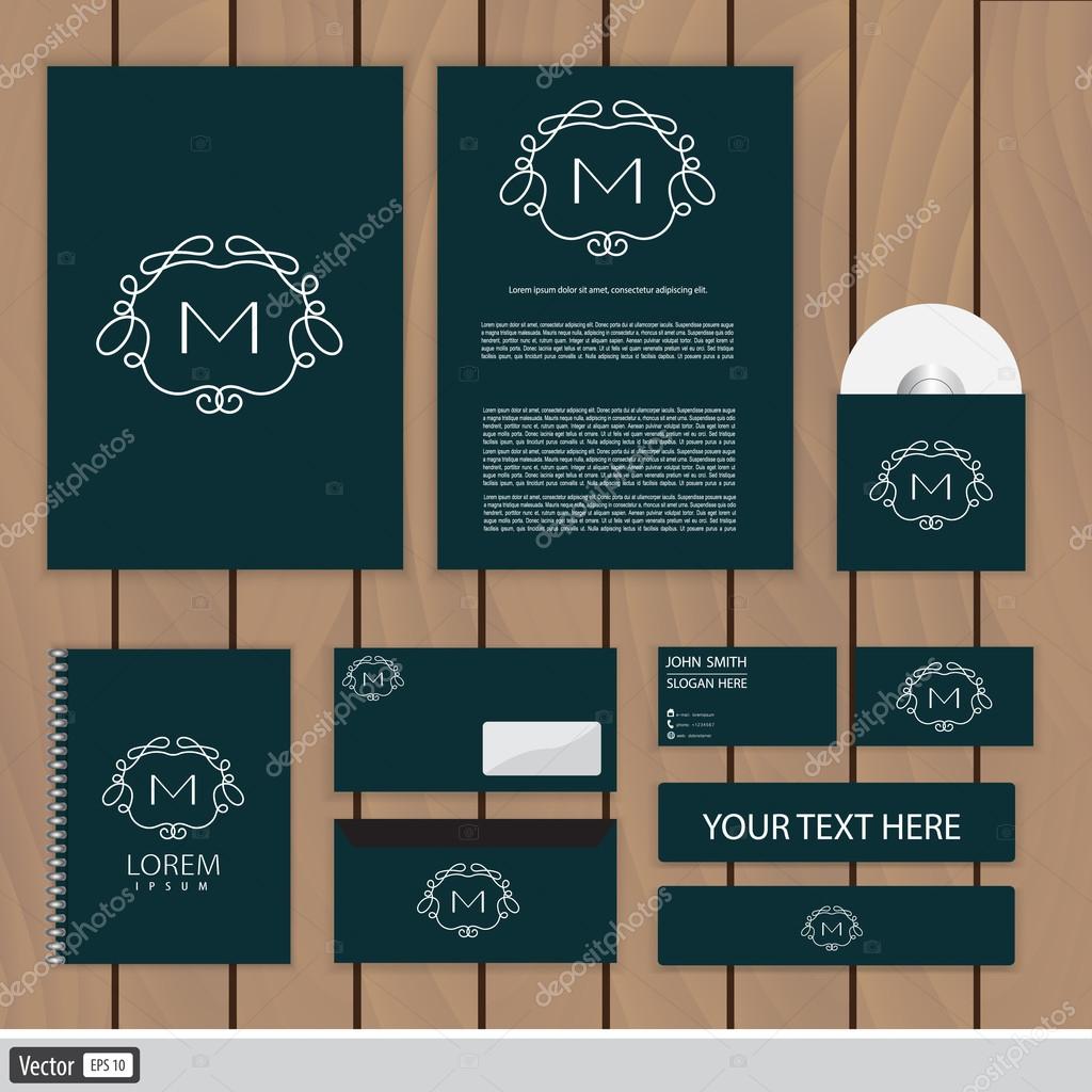 Creative monogram corporate identity. Trendy business concept with logo design template. Vector illustration.