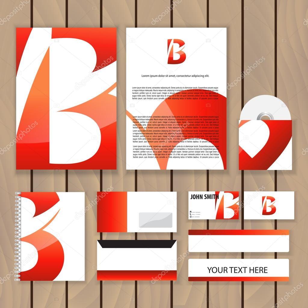 Creative corporate identity. Trendy business concept with logo design, letter b. Vector illustration.