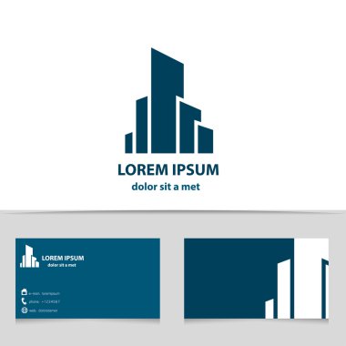Bina inşaat, şirketiniz için logo tasarımı. Kartvizit şablonu ile birlikte yaratıcı logo.