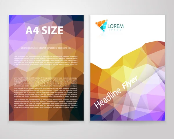 Barvitý abstraktní trojúhelník brožura leták A4 velikost. Moderní obchodní koncept s návrhu loga. Vektorové ilustrace. — Stockový vektor
