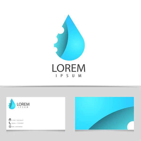 Vodní kapka loga design vizitky šablony. Kreativní aqua logo pro vaši firmu. Vektorové ilustrace. — Stockový vektor