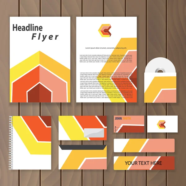 Geometrische huisstijl. Sjabloon voor creatieve briefpapier. Trendy bedrijfsconcept met 3D-logo ontwerp. Vectorillustratie. — Stockvector