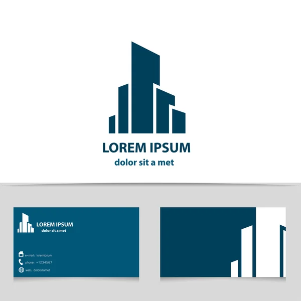 การก่อสร้างอาคารการออกแบบโลโก้สําหรับ บริษัท ของคุณ โลโกไทป์สร้างสรรค์ที่มีรูปแบบนามบัตร . — ภาพเวกเตอร์สต็อก